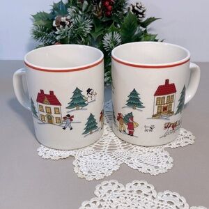 Set Of 2 Vintage The Joy Of Christmas Mugs
